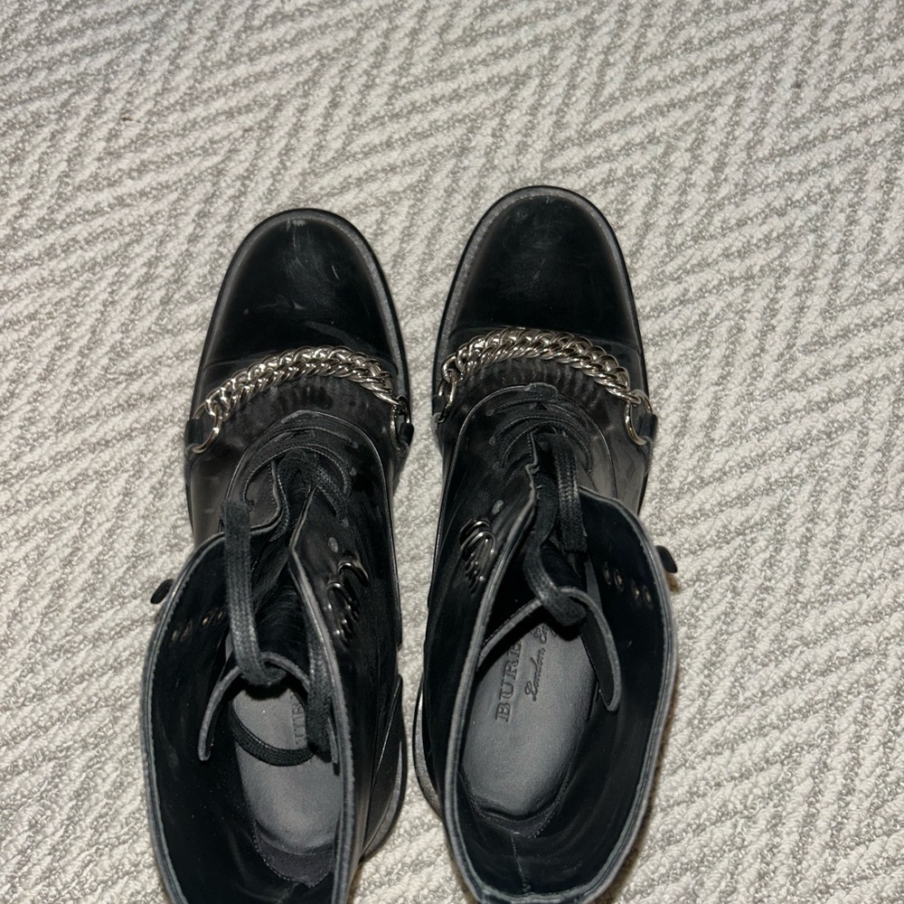 Burberry Leather Chain-Link Accents Combat Boots - Picture 6 of 10